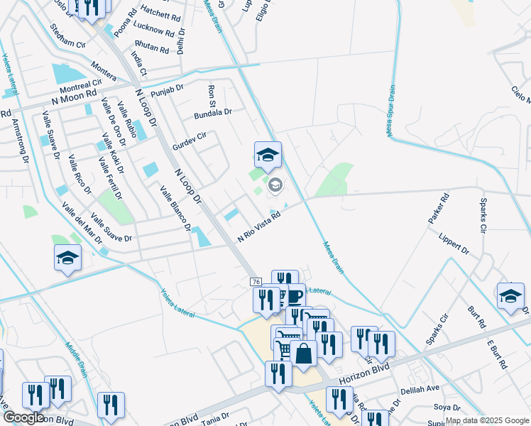 map of restaurants, bars, coffee shops, grocery stores, and more near 10472 Ethyl Hart Street in Socorro