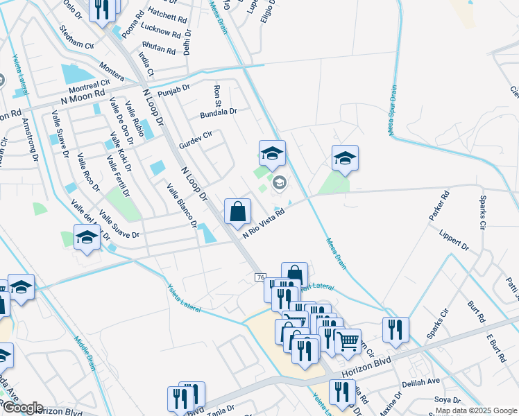 map of restaurants, bars, coffee shops, grocery stores, and more near 10472 Ethyl Hart Street in Socorro