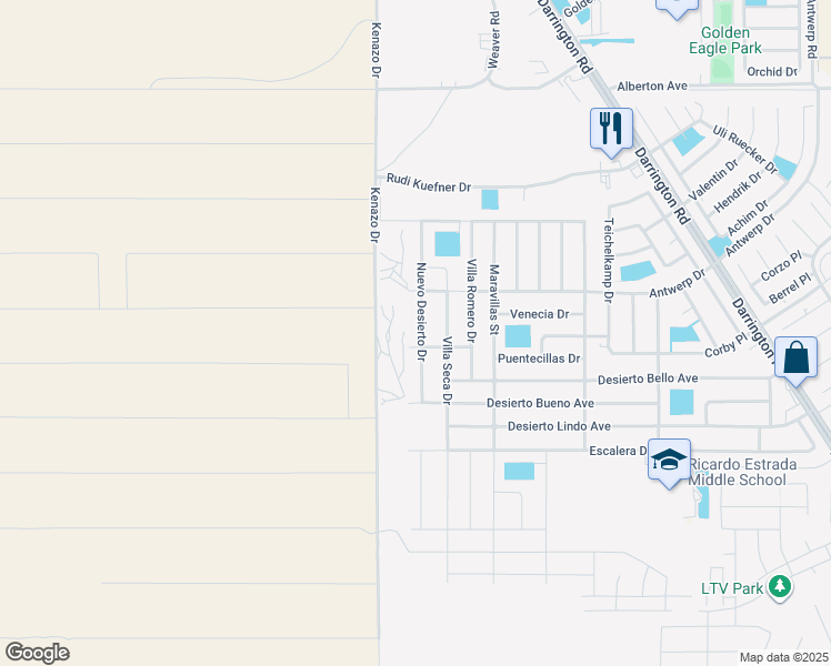 map of restaurants, bars, coffee shops, grocery stores, and more near 737 Nuevo Desierto Drive in Horizon City