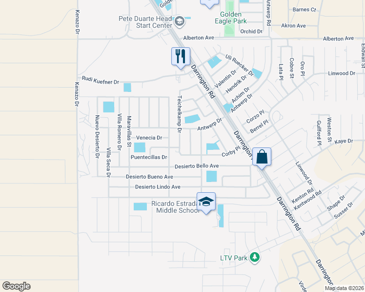 map of restaurants, bars, coffee shops, grocery stores, and more near 733 Teichelkamp Drive in Horizon City