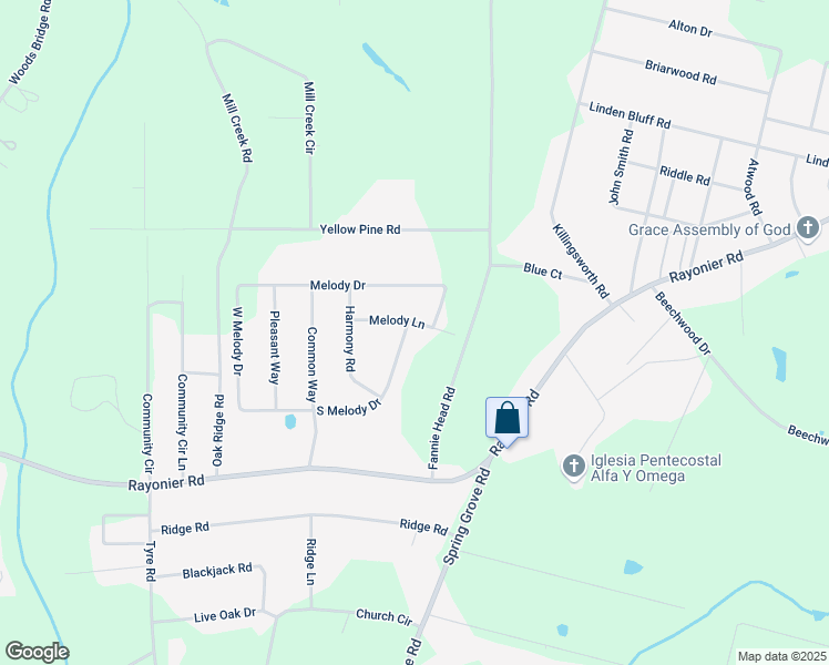 map of restaurants, bars, coffee shops, grocery stores, and more near 496 South Melody Drive in Jesup