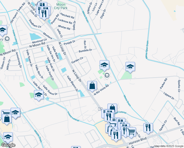 map of restaurants, bars, coffee shops, grocery stores, and more near 10404 Ethyl Hart Street in Socorro