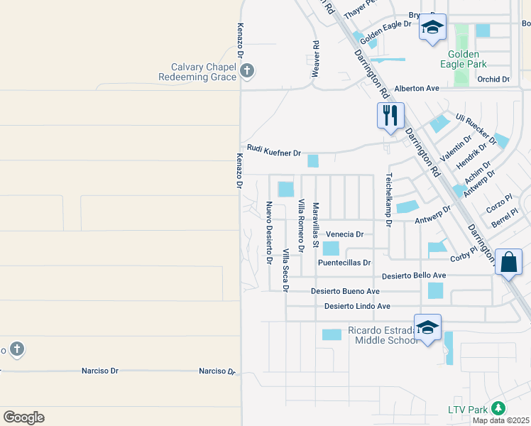 map of restaurants, bars, coffee shops, grocery stores, and more near 649 Nuevo Desierto Drive in Horizon City