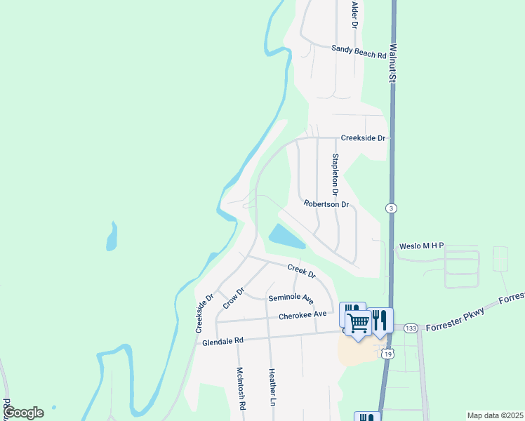 map of restaurants, bars, coffee shops, grocery stores, and more near 239 Creekside Drive in Leesburg