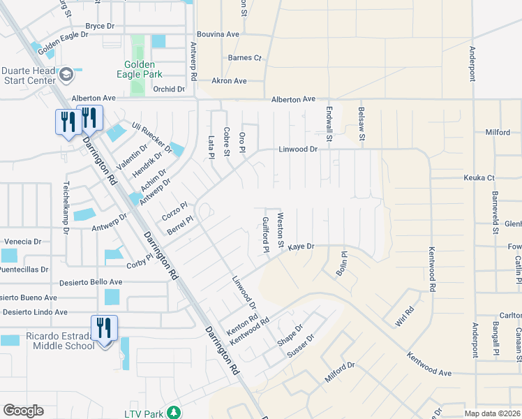 map of restaurants, bars, coffee shops, grocery stores, and more near 740 Oro Place in El Paso
