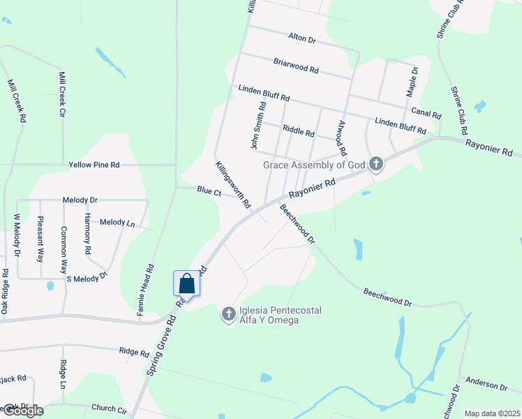 map of restaurants, bars, coffee shops, grocery stores, and more near 50 Berrien Street in Jesup