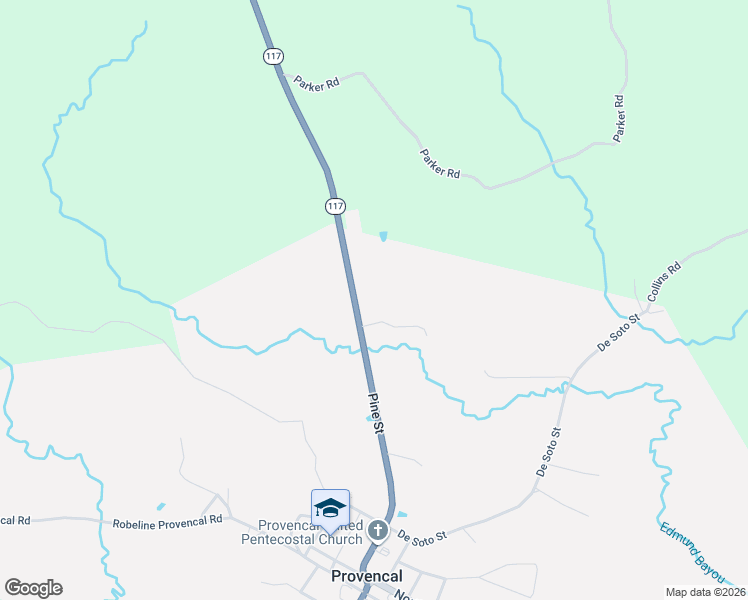 map of restaurants, bars, coffee shops, grocery stores, and more near Pine Street in Robeline