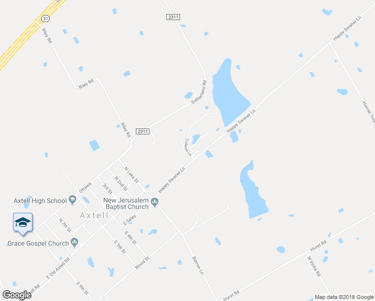 map of restaurants, bars, coffee shops, grocery stores, and more near Cullens Lane in Axtell