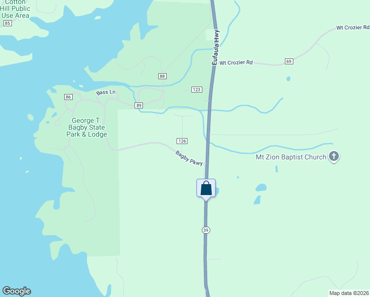 map of restaurants, bars, coffee shops, grocery stores, and more near 8 Park Place Terrace in Fort Gaines