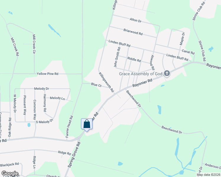 map of restaurants, bars, coffee shops, grocery stores, and more near 64 Killingsworth Rd in Jesup