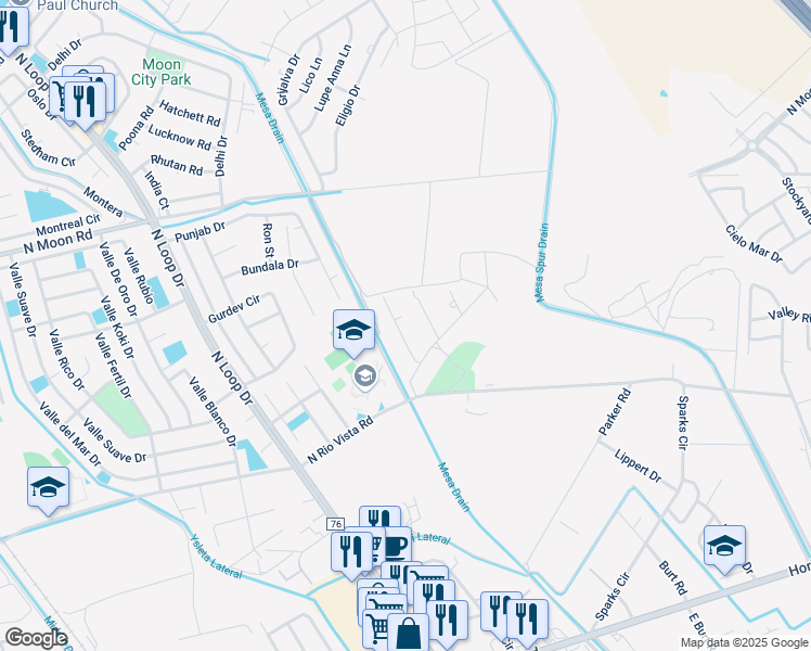 map of restaurants, bars, coffee shops, grocery stores, and more near 10423 Zach Road in Socorro