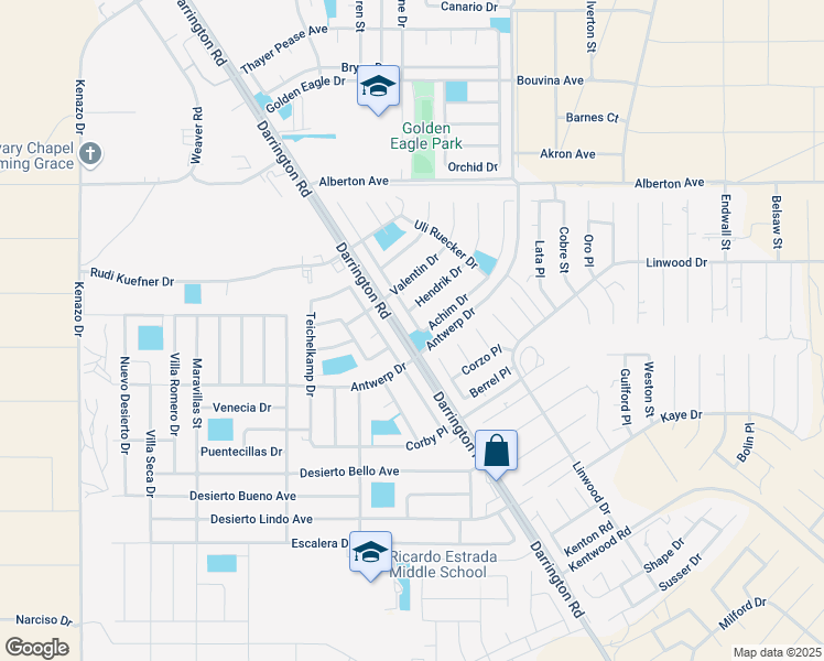 map of restaurants, bars, coffee shops, grocery stores, and more near 691 Achim Drive in El Paso