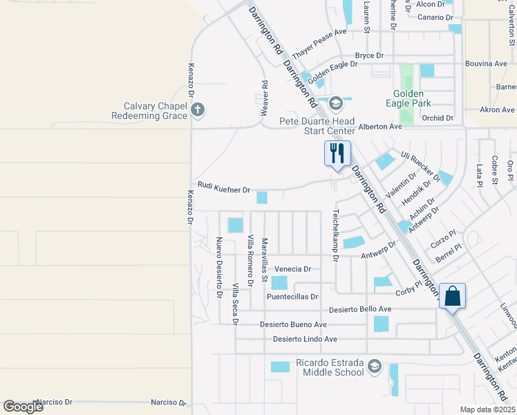 map of restaurants, bars, coffee shops, grocery stores, and more near 14291 Desierto Bonito Street in Horizon City