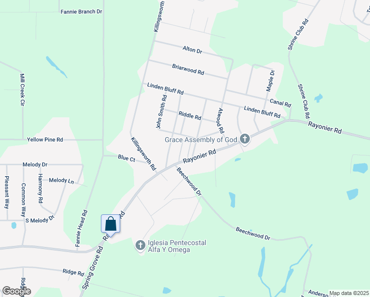 map of restaurants, bars, coffee shops, grocery stores, and more near 157 John Smith Road in Jesup