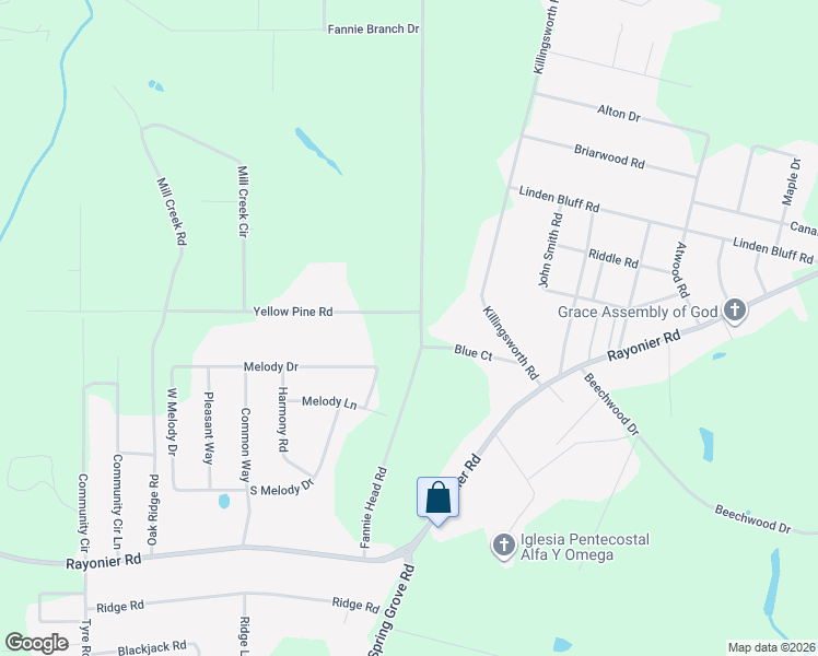 map of restaurants, bars, coffee shops, grocery stores, and more near 547 Fannie Head Road in Jesup