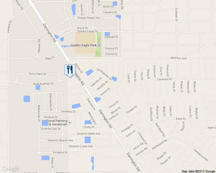 map of restaurants, bars, coffee shops, grocery stores, and more near 14549 Achim Drive in El Paso