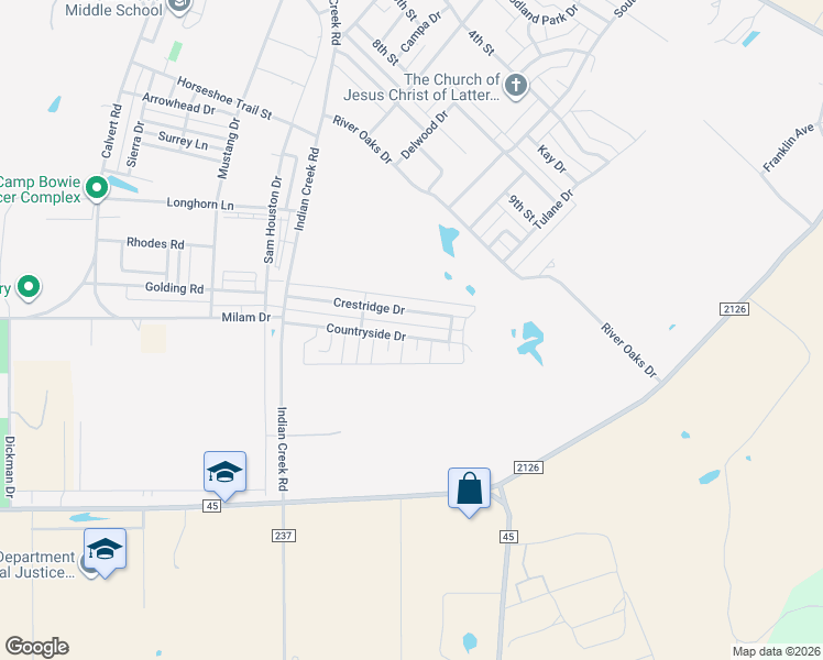 map of restaurants, bars, coffee shops, grocery stores, and more near 3914 Countryside Drive in Brownwood
