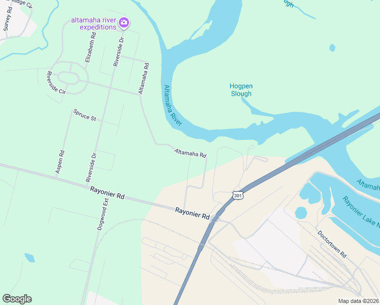 map of restaurants, bars, coffee shops, grocery stores, and more near 442 Altamaha Road in Jesup