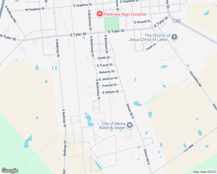 map of restaurants, bars, coffee shops, grocery stores, and more near 307 East Conrad Street in Mexia