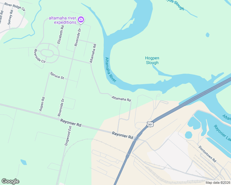 map of restaurants, bars, coffee shops, grocery stores, and more near 201-899 Altamaha Road in Jesup