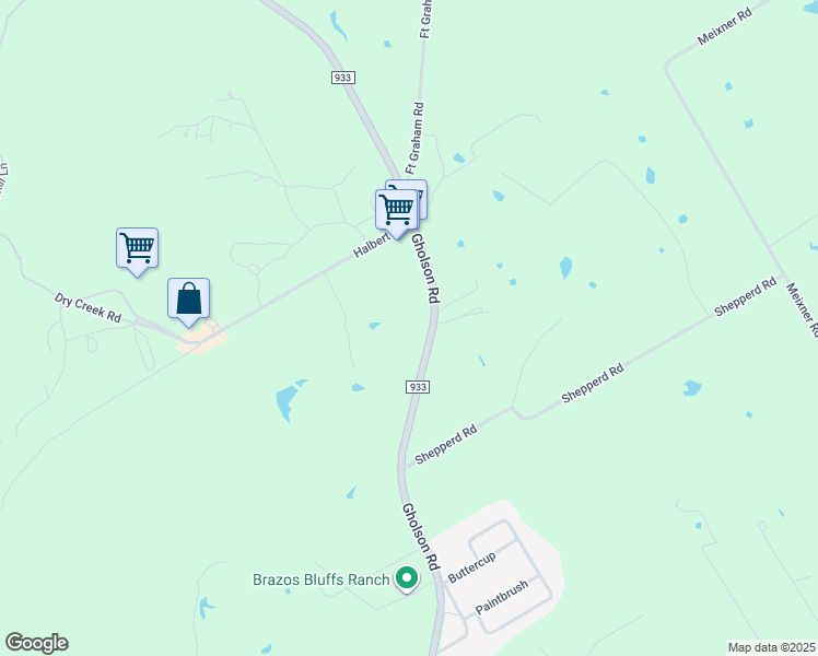 map of restaurants, bars, coffee shops, grocery stores, and more near 7557 Gholson Road in Waco