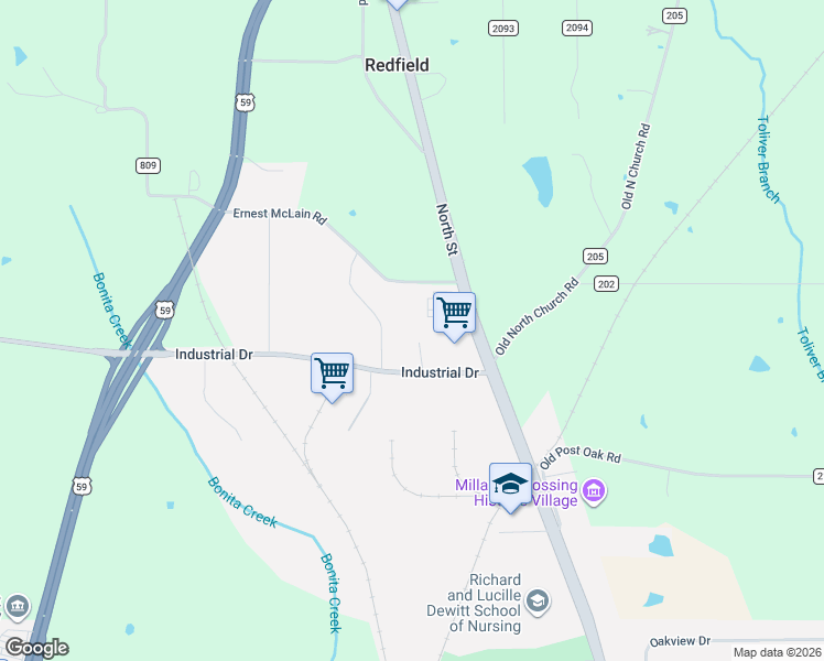 map of restaurants, bars, coffee shops, grocery stores, and more near 7106-7114 Ernest McLain Road in Nacogdoches