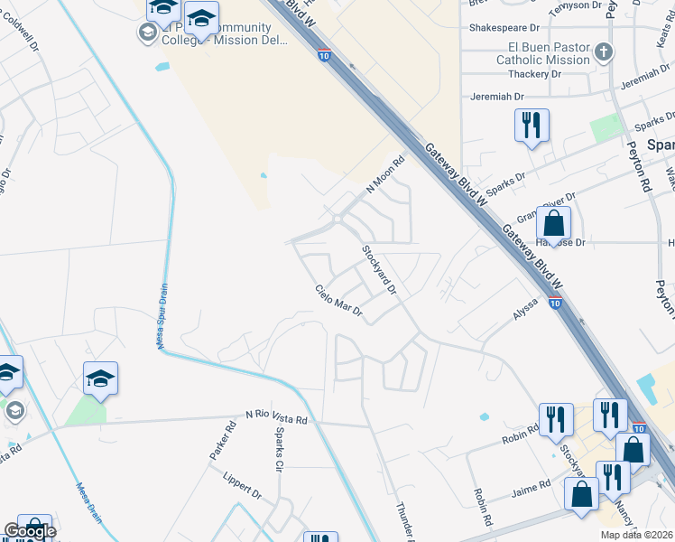map of restaurants, bars, coffee shops, grocery stores, and more near 11196 Cielo Bonito Dr in Socorro