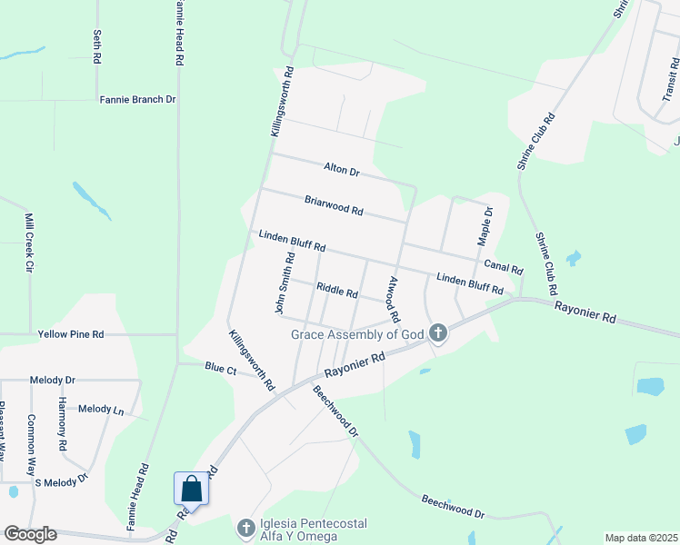 map of restaurants, bars, coffee shops, grocery stores, and more near 103 Riddle Road in Jesup