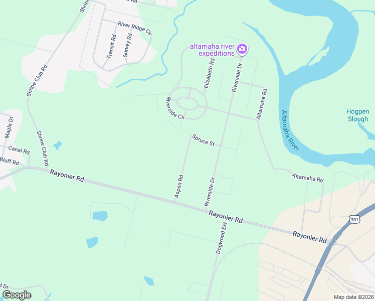 map of restaurants, bars, coffee shops, grocery stores, and more near 100 Aspen Road in Jesup