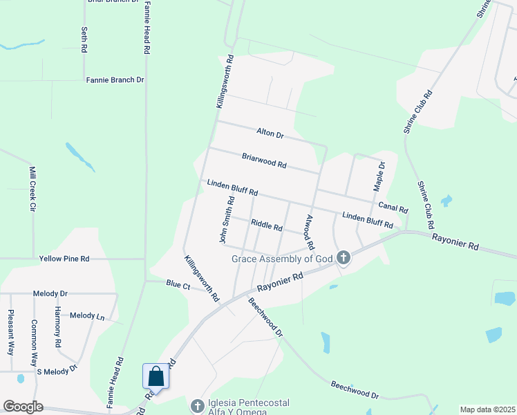 map of restaurants, bars, coffee shops, grocery stores, and more near 103 Riddle Road in Jesup