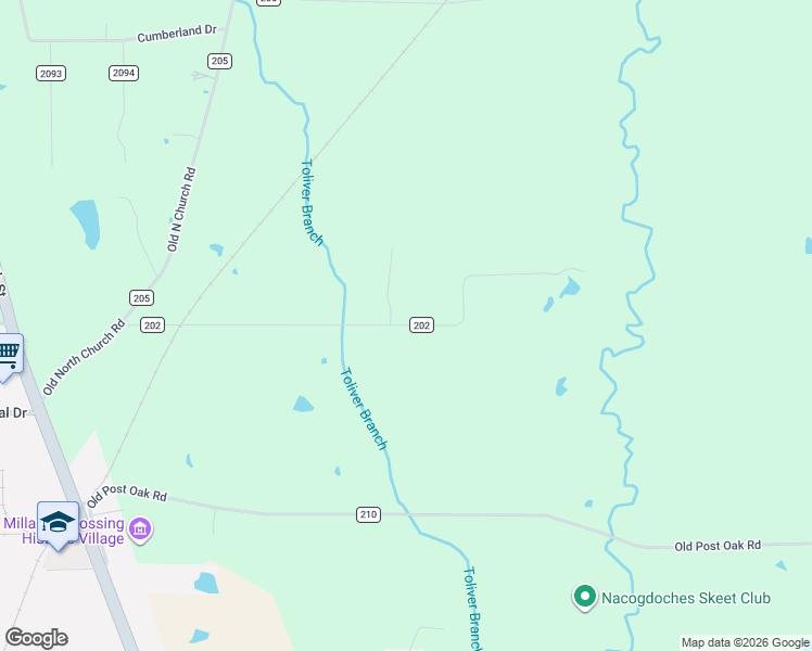 map of restaurants, bars, coffee shops, grocery stores, and more near 711 County Road 202 in Nacogdoches