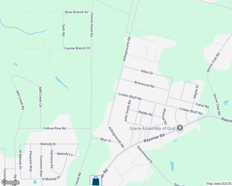 map of restaurants, bars, coffee shops, grocery stores, and more near 1 Linden Bluff Road in Jesup