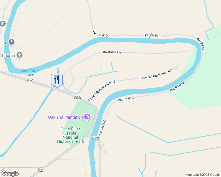 map of restaurants, bars, coffee shops, grocery stores, and more near 1675 Par Road 610 in Natchez