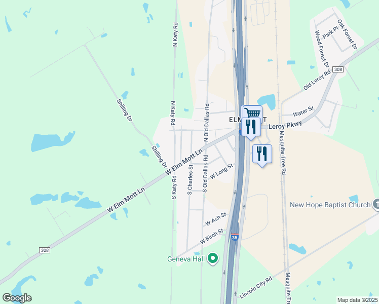 map of restaurants, bars, coffee shops, grocery stores, and more near 109 North Charles Street in Elm Mott