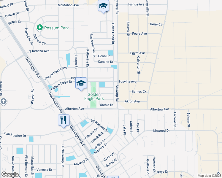map of restaurants, bars, coffee shops, grocery stores, and more near 14600 Daffodil Place in Horizon City
