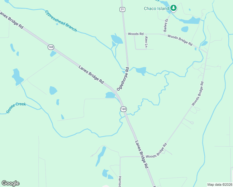 map of restaurants, bars, coffee shops, grocery stores, and more near 82 Oglethorpe Road in Jesup