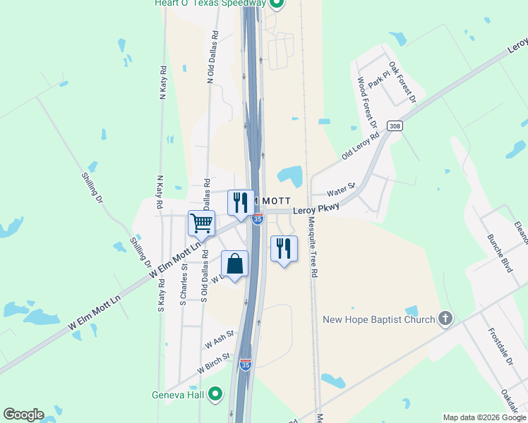 map of restaurants, bars, coffee shops, grocery stores, and more near in McLennan County