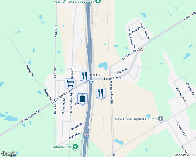map of restaurants, bars, coffee shops, grocery stores, and more near 182 North Church Street in Elm Mott