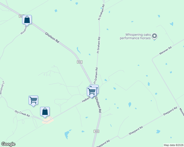 map of restaurants, bars, coffee shops, grocery stores, and more near 747 Fort Graham Road in Waco