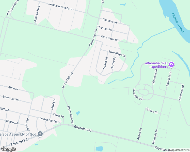 map of restaurants, bars, coffee shops, grocery stores, and more near 135-998 River Ridge Circle in Jesup