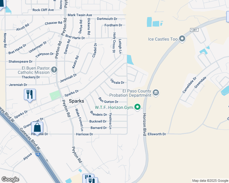map of restaurants, bars, coffee shops, grocery stores, and more near 13054 Goucher Drive in Socorro
