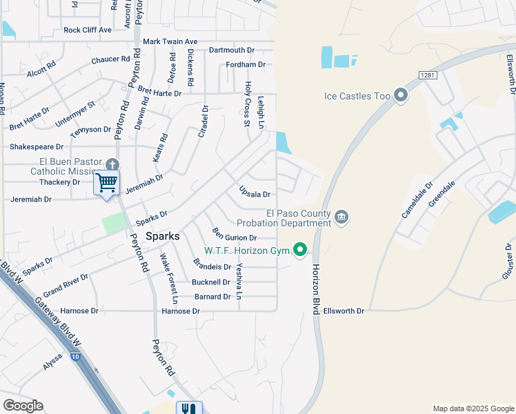 map of restaurants, bars, coffee shops, grocery stores, and more near 13054 Goucher Drive in Socorro