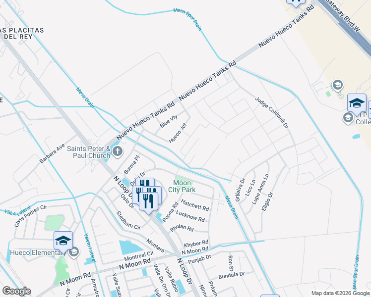 map of restaurants, bars, coffee shops, grocery stores, and more near 11032 Gem Valley Road in Socorro