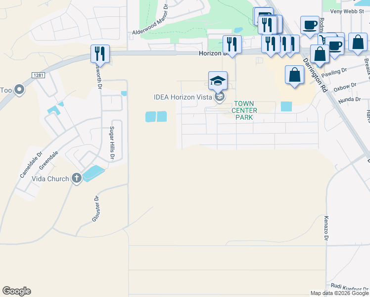 map of restaurants, bars, coffee shops, grocery stores, and more near in Horizon City