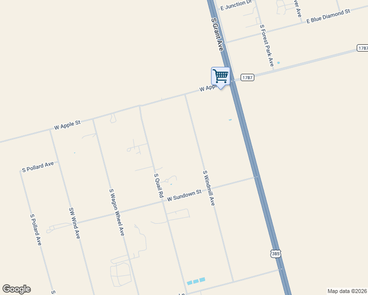 map of restaurants, bars, coffee shops, grocery stores, and more near 16590 South Windmill Avenue in Odessa