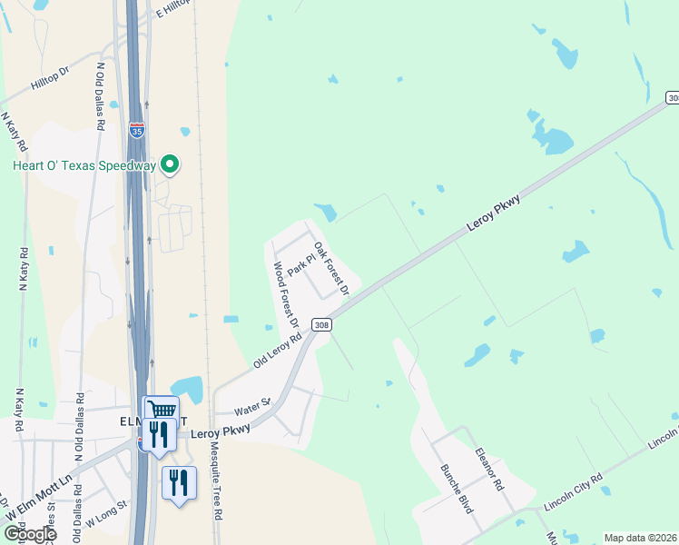 map of restaurants, bars, coffee shops, grocery stores, and more near 110 Oak Forest Drive in Elm Mott