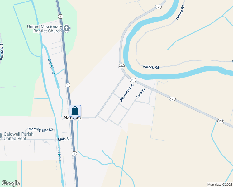 map of restaurants, bars, coffee shops, grocery stores, and more near 294 Louisiana 119 in Natchez