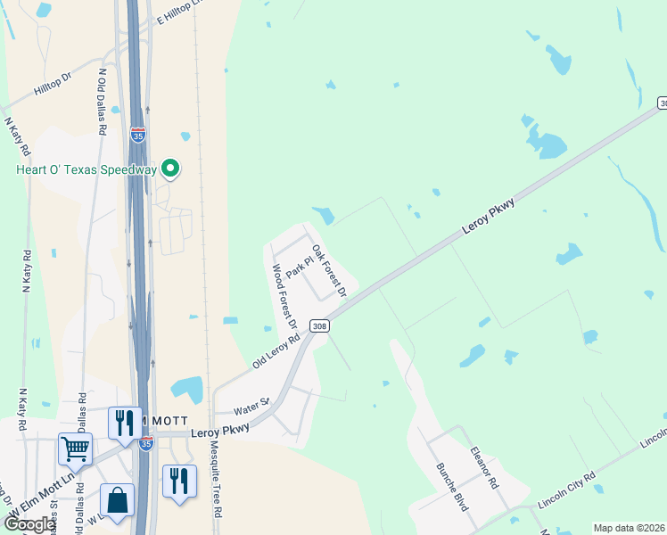 map of restaurants, bars, coffee shops, grocery stores, and more near 110 Oak Forest Drive in Elm Mott