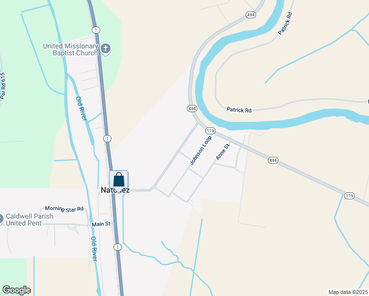 map of restaurants, bars, coffee shops, grocery stores, and more near 294 Louisiana 119 in Natchez