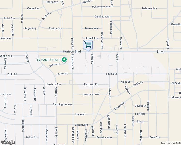 map of restaurants, bars, coffee shops, grocery stores, and more near 166 Ennis Street in El Paso